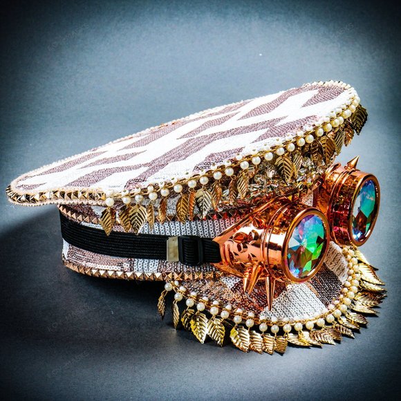 Rose Gold Burning Man Captain Top Cap w/ 3D Goggle - Picture 2 of 8